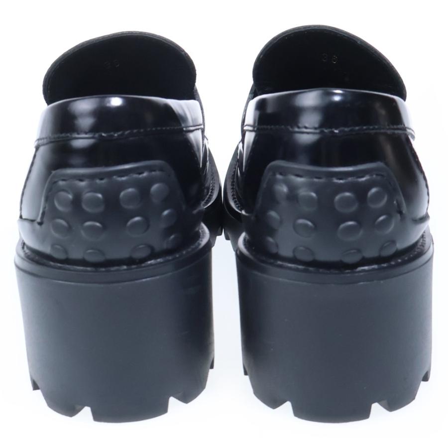 A18302 Tod's ストラップ ラバーペブルレザーロングブーツ 黒37 TOD'S（トッズ） イタリア製 タイムレスレザー サドルストラップ
