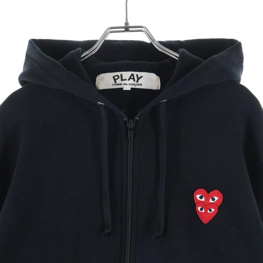 プレイコムデギャルソン AD2020/07 Double Red Heart Hoodie ダブルハートワッペン ジップアップパーカー フーディー ブラック AZ-T294_2
