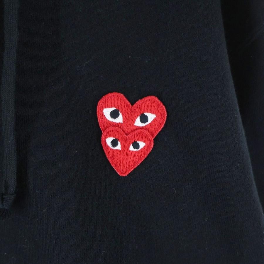 プレイコムデギャルソン AD2020/07 Double Red Heart Hoodie ダブルハートワッペン ジップアップパーカー フーディー ブラック AZ-T294_4