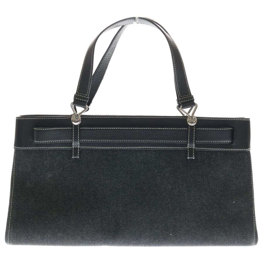Christian Dior クリスチャンディオール レザー切替 デニム ベルトバッグ ハンドバッグ ブラック シルバー金具_1