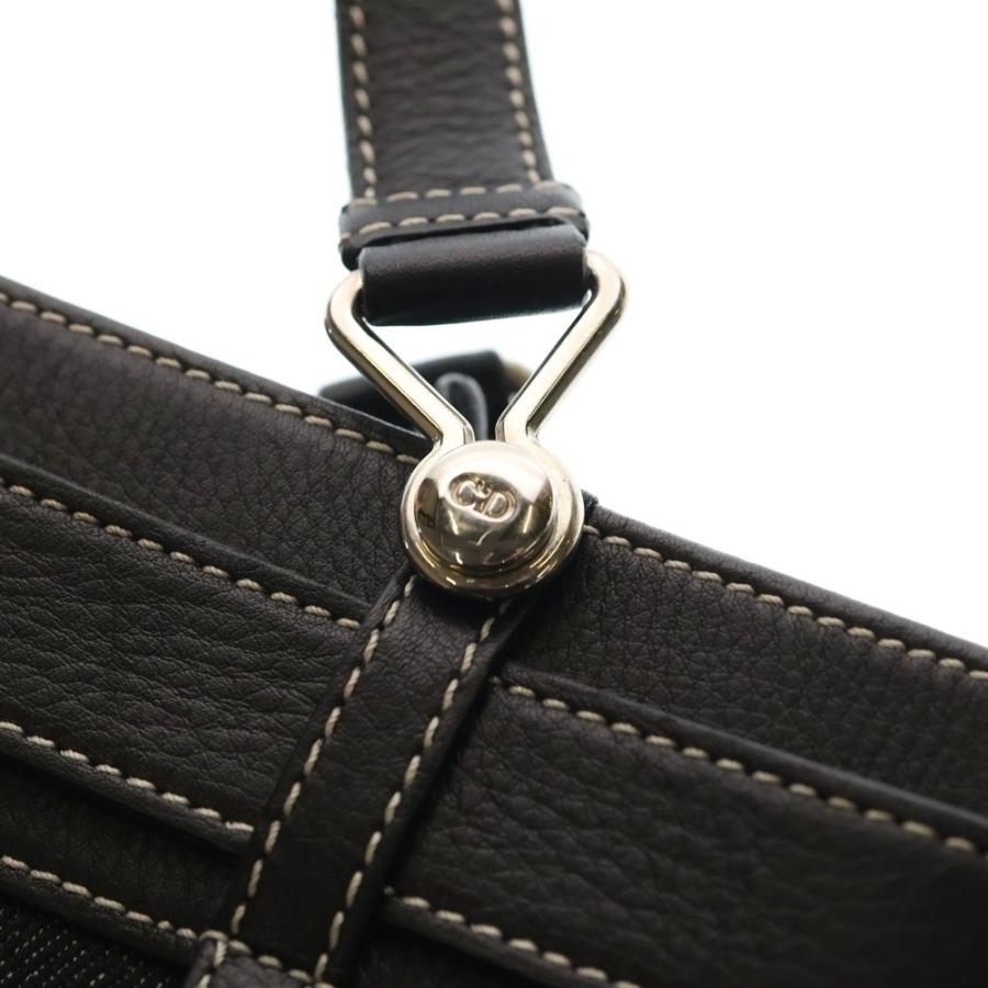Christian Dior クリスチャンディオール レザー切替 デニム ベルトバッグ ハンドバッグ ブラック シルバー金具_5