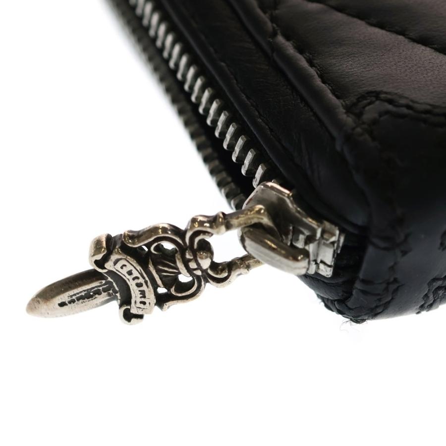 【極美品】CHROME HEARTS キルティングレザーウォレット クロムハーツ セメタリークロス キルティング レザー ウォレット ユニ