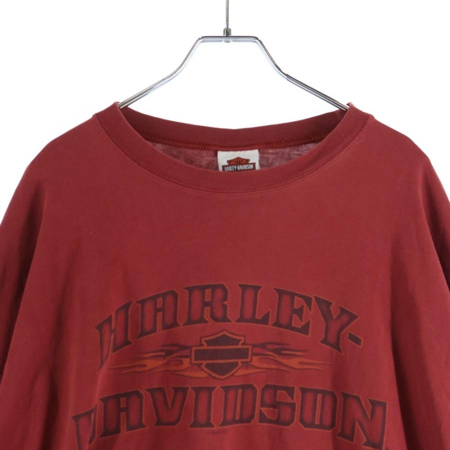 HARLEY DAVIDSON ハーレーダビッドソン 00S VINTAGE FIRE PATTERN 2009 L/S TEE ヴィンテージ アームファイヤープリント フロントロゴTシャツ 長袖クルーネックカットソー レッド Harley Davidson（ハーレー・ダビッドソン） 00S 2009 ヴィンテージ