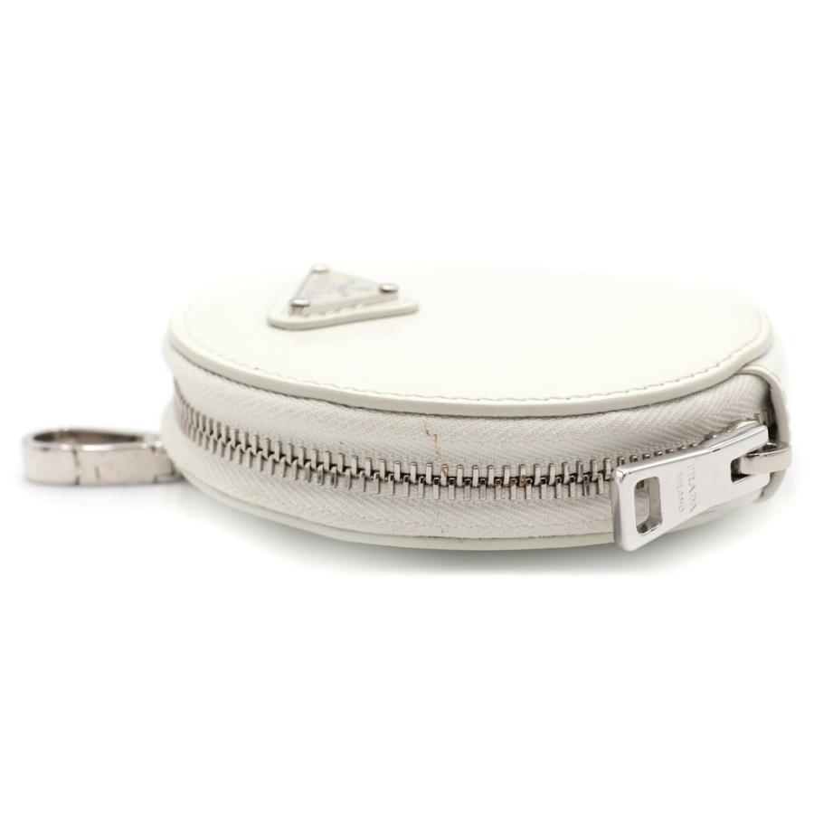 PRADA（プラダ） レザー ラウンド コインケース キーホルダー ホワイト