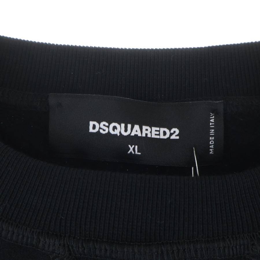 DSQUARED2 ディースクエアード COOL FIT CREWNECK フロントラインストーンロゴ コットン クールフィット クルーネックスウェット トレーナー ブラック S74GU0836 S25516 DSQUARED2（ディースクエアード） フロントラインストーンロゴ