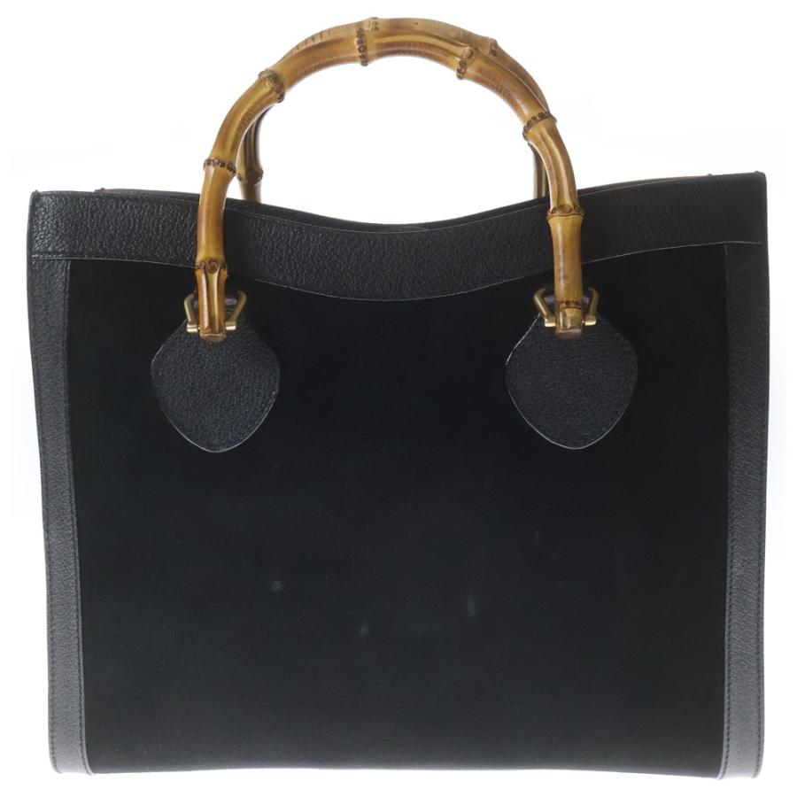 GUCCI（グッチ） バンブー スウェードレザー ハンドバッグ ブラック