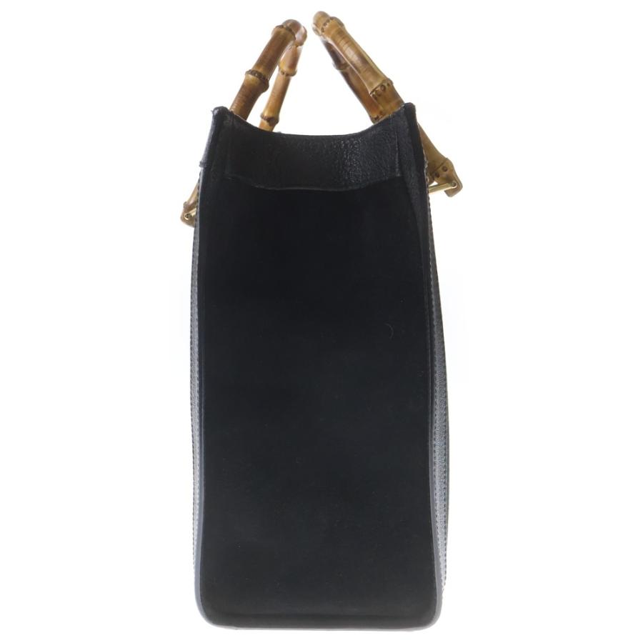 GUCCI（グッチ） バンブーハンドバッグ　レザー黒 002.1096.0260 GUCCI（グッチ） バンブー スウェードレザー ハンドバッグ ブラック