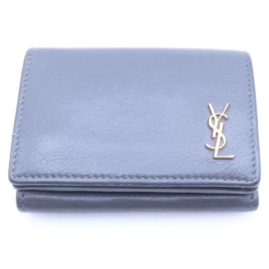 SAINT LAURENT PARIS サンローランパリ YSLモチーフ オリガミ タイニーウォレット レザー 三つ折り財布 グレー 637420 SAINT LAURENT PARIS サンローランパリ YSLモチーフ オリガミ タイニー