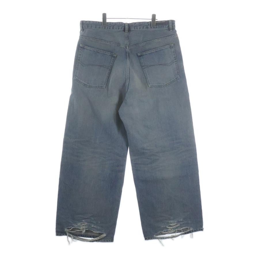 バレンシアガ  24SS  786643 TQW54 ドローコードダメージ加工バギーデニムパンツ メンズ S BALENCIAGA（バレンシアガ） 24SS ダメージ加工 ドローストリング