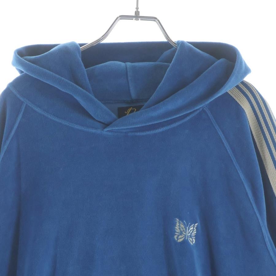 Needles ニードルス VELOUR TRACK HOODY ロゴデザイン ベロア トラック フーデッド スウェット パーカー ブルー KP226