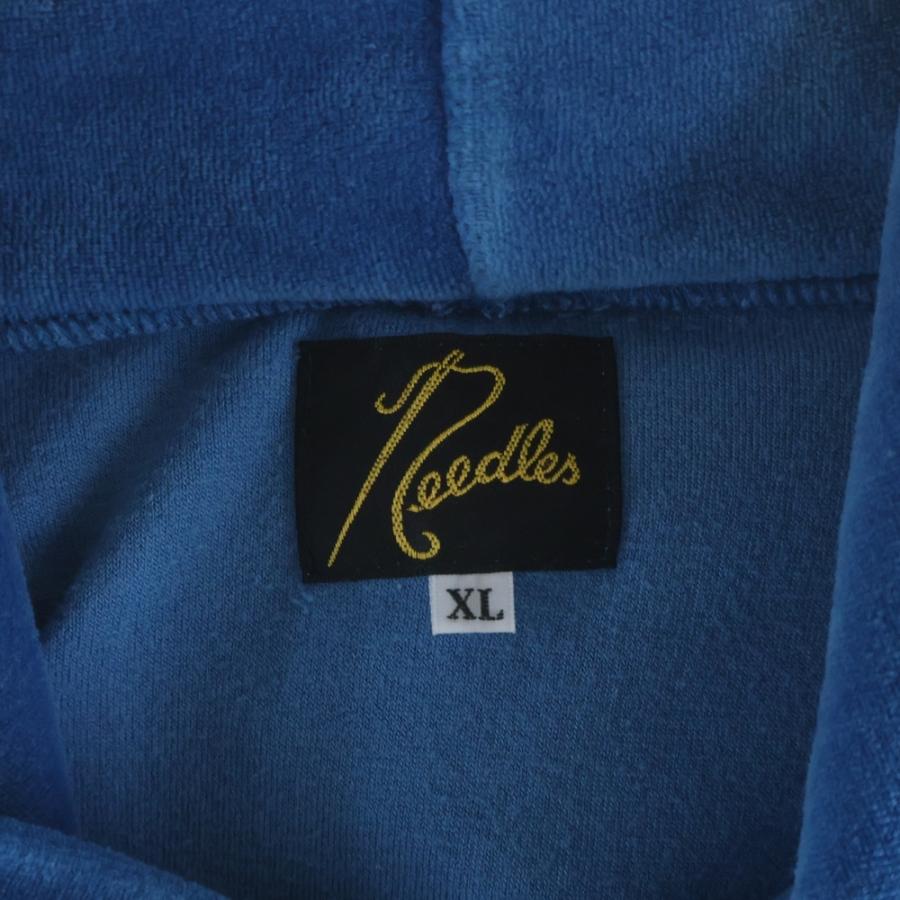 Needles ニードルス VELOUR TRACK HOODY ロゴデザイン ベロア トラック フーデッド スウェット パーカー ブルー KP226