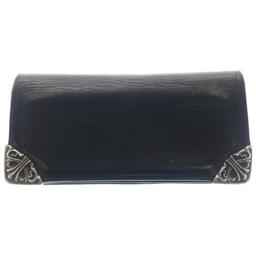 CHROME HEARTシングルフォールド レザーウォレット 財布 ブラック CHROME HEARTS（クロムハーツ） LNG SNGL FLD TIPS シングルフォールド
