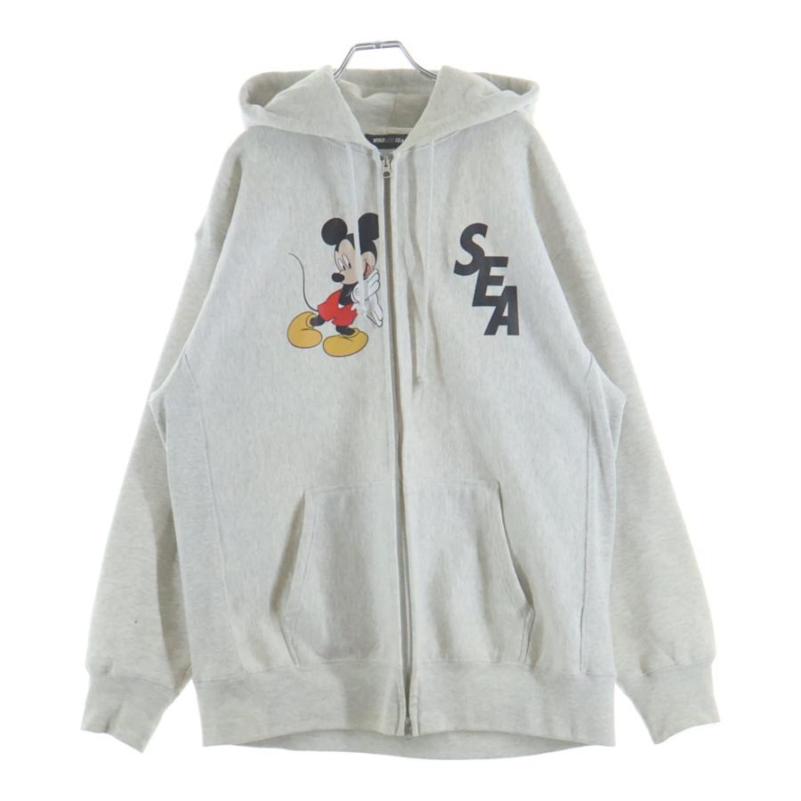 WIND AND SEA ウィンダンシー ×DISNEY ZIP UP HODDIE ディズニー プリント ジップアップフーディー パーカー グレー WDS-C-DCN-24-Q2-01 WIND AND SEA（ウィンダンシー） ×DISNEY ZIP UP HODDIE ディズニー