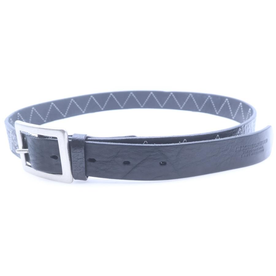 NEIGHBORHOOD ネイバーフッド 24AW LEATHER BELT ステッチデザイン レザーベルト ブラック シルバー金具 242PKNH-AC02 NEIGHBORHOOD（ネイバーフッド） 24AW LEATHER BELT ステッチデザイン