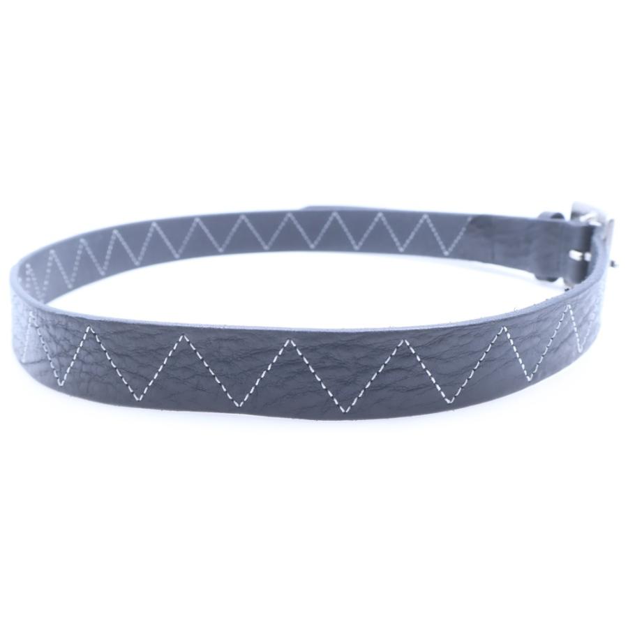 NEIGHBORHOOD ネイバーフッド 24AW LEATHER BELT ステッチデザイン レザーベルト ブラック シルバー金具 242PKNH-AC02 NEIGHBORHOOD（ネイバーフッド） 24AW LEATHER BELT ステッチデザイン