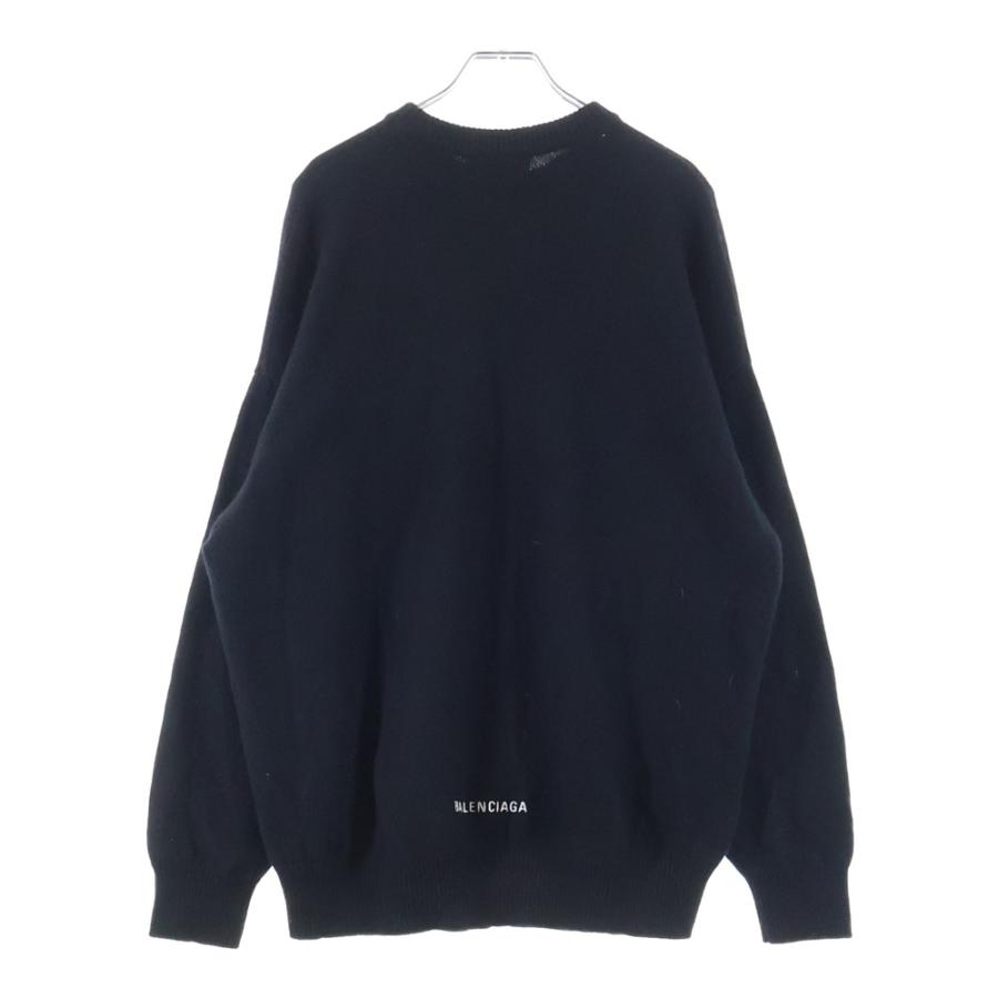 BALENCIAGA バレンシアガ ロゴエンブロイダリー カシミヤ クルーネックニット セーター ブラック 681983 T4124