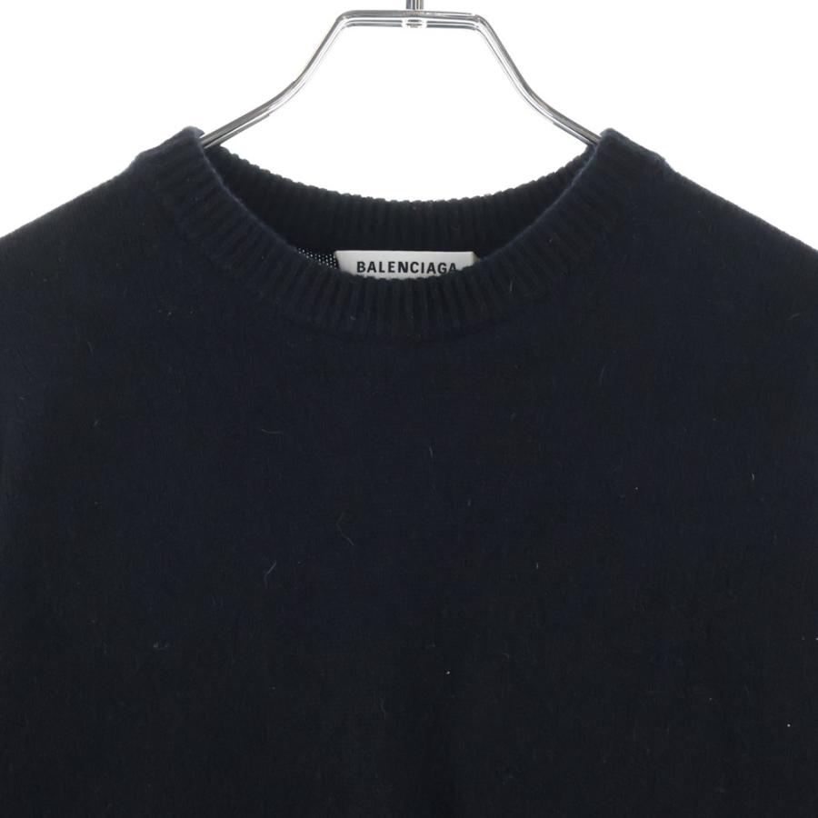 BALENCIAGA バレンシアガ ロゴエンブロイダリー カシミヤ クルーネックニット セーター ブラック 681983 T4124