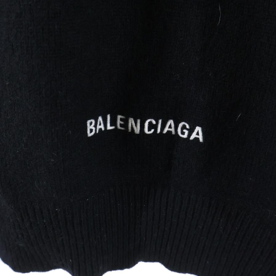 BALENCIAGA バレンシアガ ロゴエンブロイダリー カシミヤ クルーネックニット セーター ブラック 681983 T4124