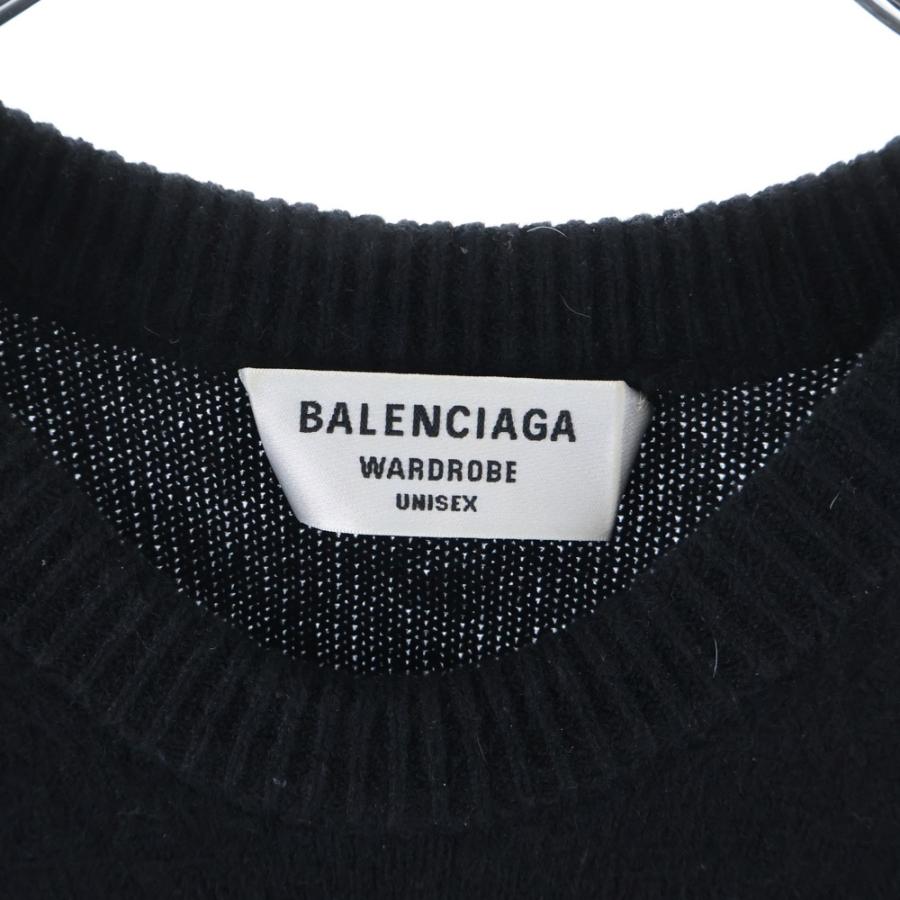 BALENCIAGA バレンシアガ ロゴエンブロイダリー カシミヤ クルーネックニット セーター ブラック 681983 T4124