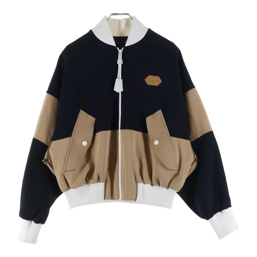 LOUIS VUITTON ルイヴィトン 26SS シルク混 カラーブロック ジップアップ ボンバージャケット ブラウン/ブラック RW261WD G72 FUJA33 LOUIS VUITTON（ルイ・ヴィトン） 26SS シルク混 カラーブロック