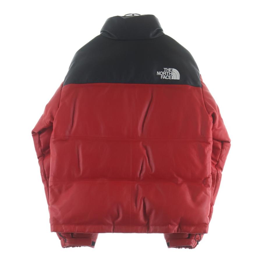 シュプリーム 17AW ×THE NORTH FACE Leather Nuptse Jacket ノースフェイス レザーヌプシダウンジャケット レッド/ブラック NF0A3CADの画像