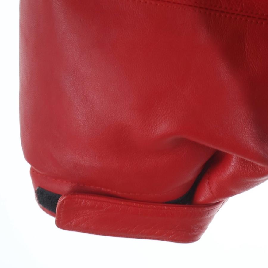 シュプリーム 17AW ×THE NORTH FACE Leather Nuptse Jacket ノースフェイス レザーヌプシダウンジャケット レッド/ブラック NF0A3CADの画像