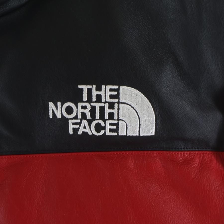 シュプリーム 17AW ×THE NORTH FACE Leather Nuptse Jacket ノースフェイス レザーヌプシダウンジャケット レッド/ブラック NF0A3CADの画像