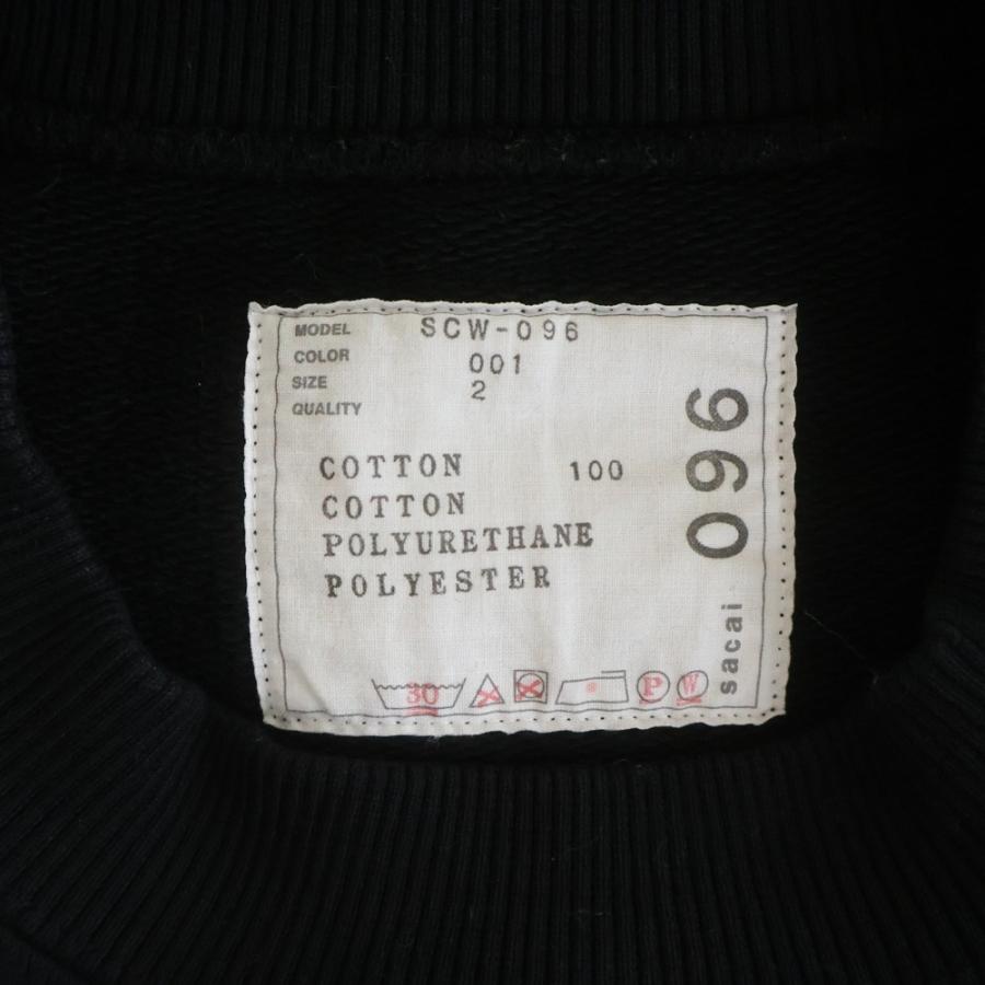 Sacai サカイ SWEAT JERSEY PULLOVER ジャージー サイドボタン コットン クルーネック スウェット プルオーバー ブラック SCW-096_6