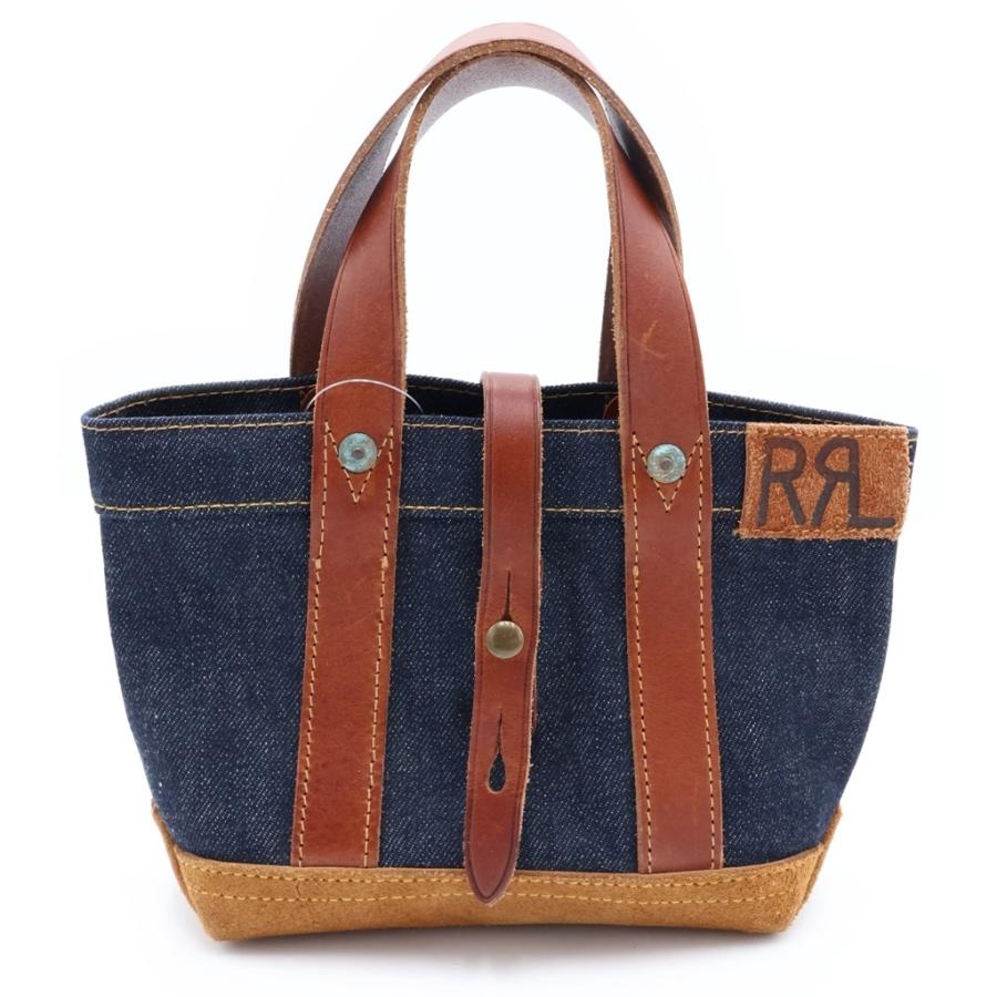 RRL ダブルアールエル ミニ レザートリム デニム切替 トートバッグ