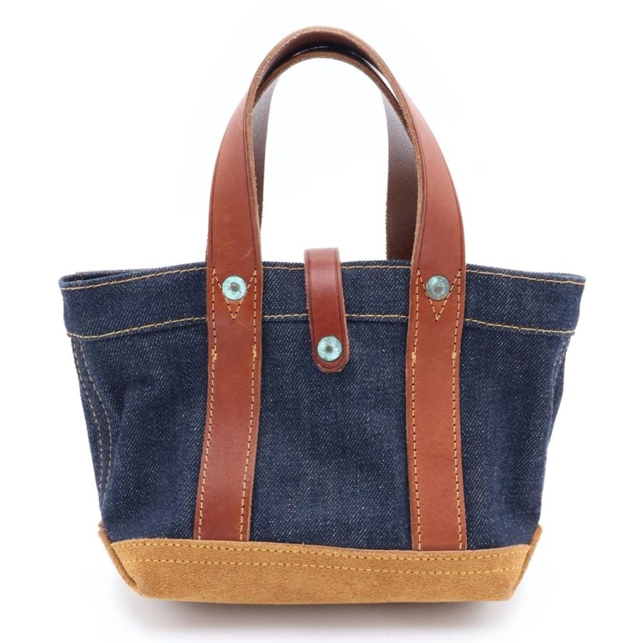 RRL ダブルアールエル ミニ レザートリム デニム切替 トートバッグ