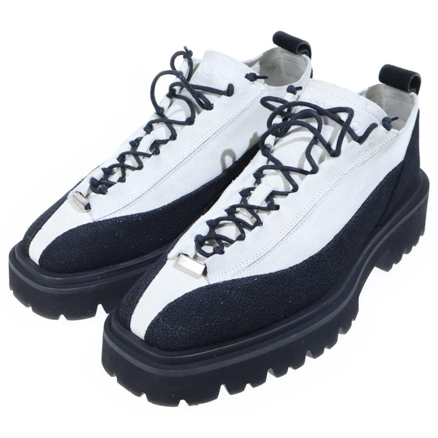 FERRAGAMO フェラガモ 23SS Low Combat Boot スエードレザーローカットブーツ ホワイト/ブラック FERRAGAMO フェラガモ 23SS Low Combat Boot スエードレザーローカット