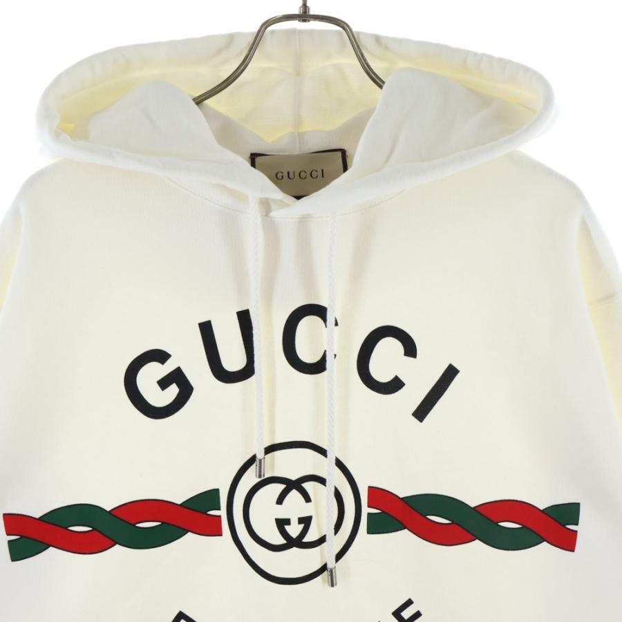 GUCCI グッチ 24AW FIRENZE 1921 HOODED SWEAT SHIRT フリンジ ロゴプリント プルオーバースウェットパーカー フーディー ホワイト 646953 XJD70 GUCCI（グッチ） 24AW FIRENZE 1921 HOODED SWEAT SHIRT フリンジ ロゴ