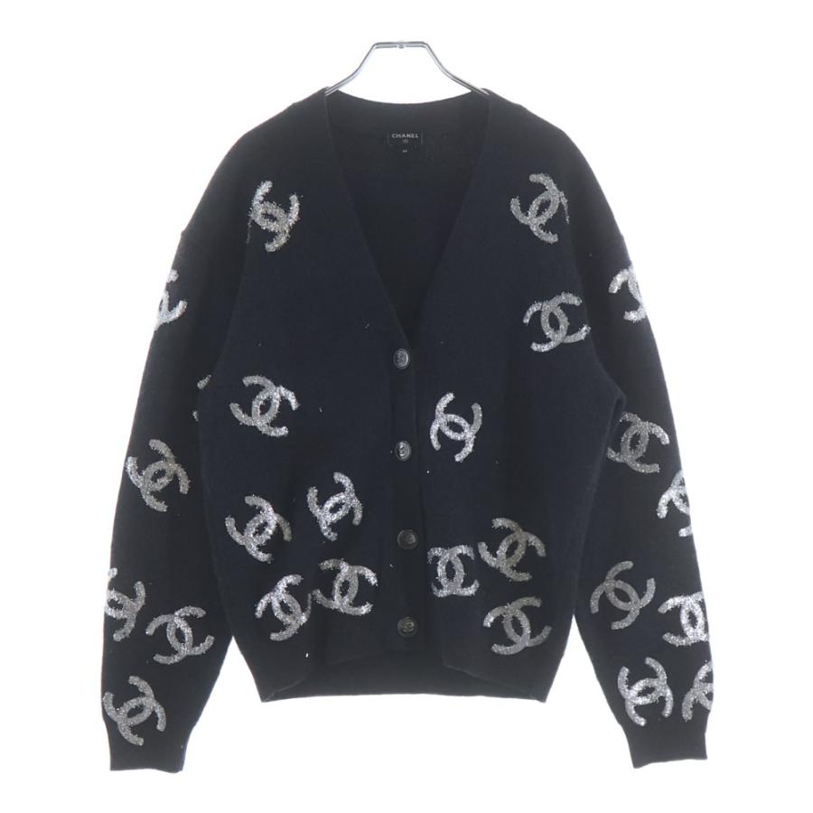 シャネル★超美品 ココマーク付ニットトップス カシミヤ ツィード CHANEL（シャネル） カシミヤ混 ココマーク ロゴグリッター ニット