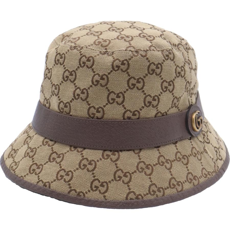 GUCCI（グッチ） GGキャンバス レザーベルト フェドラ バケットハット