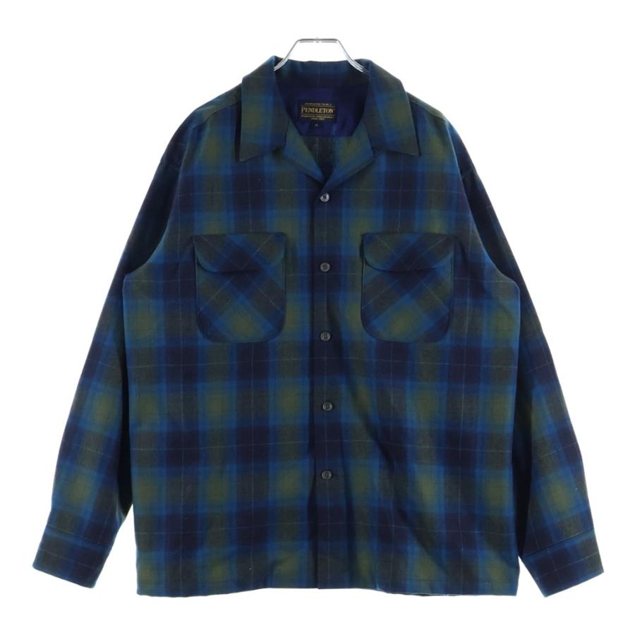 70〜80s USA製 PENDLETON ウールシャツ オープンカラー 70s Pendleton ウールシャツ オープンカラー ボックスシルエット USA製