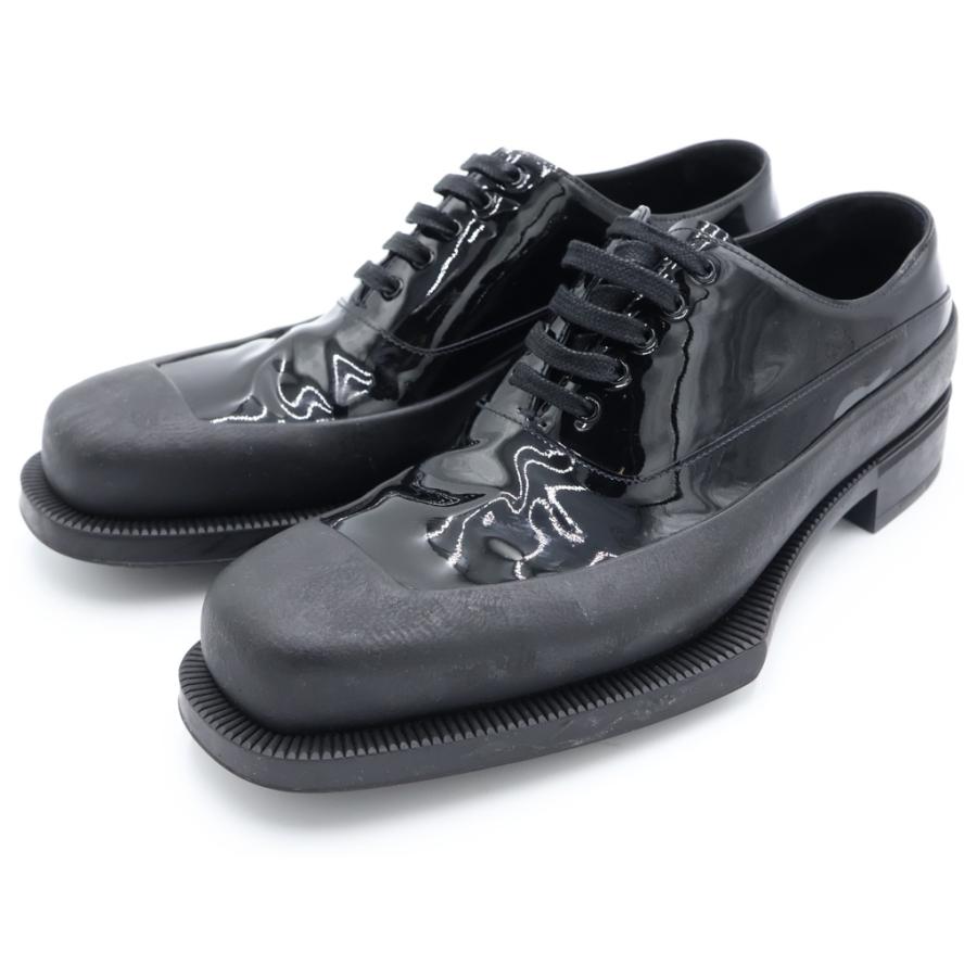 PRADA スクエアトゥ ダービーシューズ PRADA（プラダ） スクエアトゥ ラバーソール レザーダービーシューズ