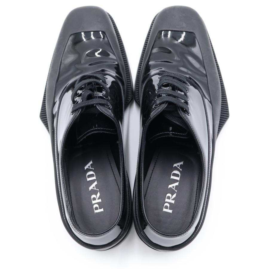 PRADA スクエアトゥ ダービーシューズ PRADA（プラダ） スクエアトゥ ラバーソール レザーダービーシューズ