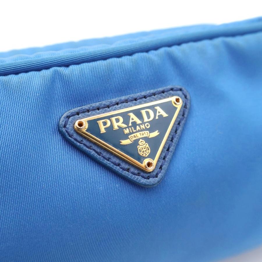 PRADA（プラダ） トライアングルロゴプレート ナイロンポーチ ブルー 