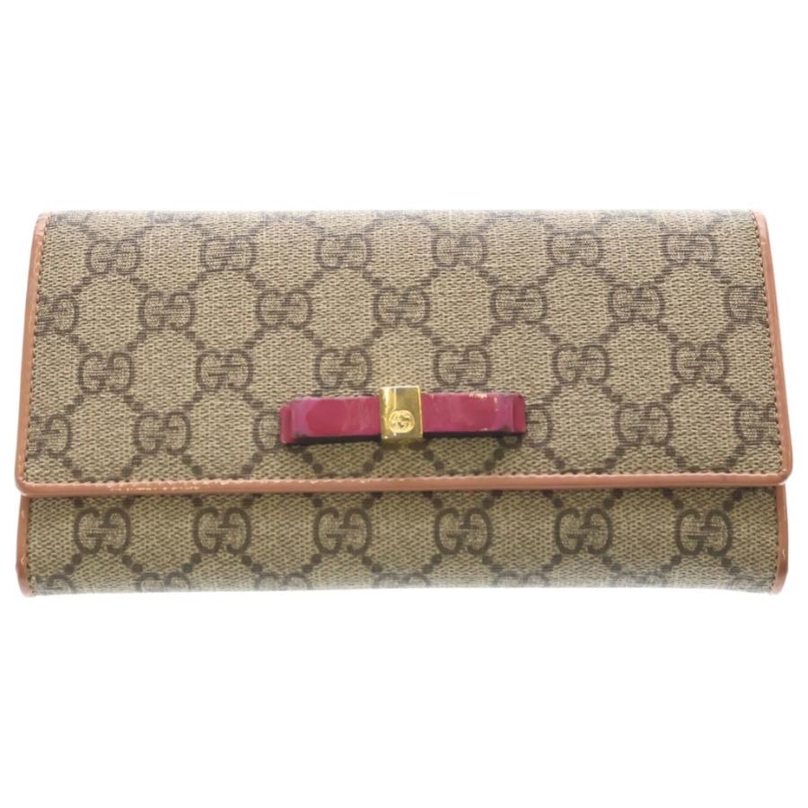 GUCCI（グッチ） レザー GGスプリーム ゴールド金具 二つ折り長財布