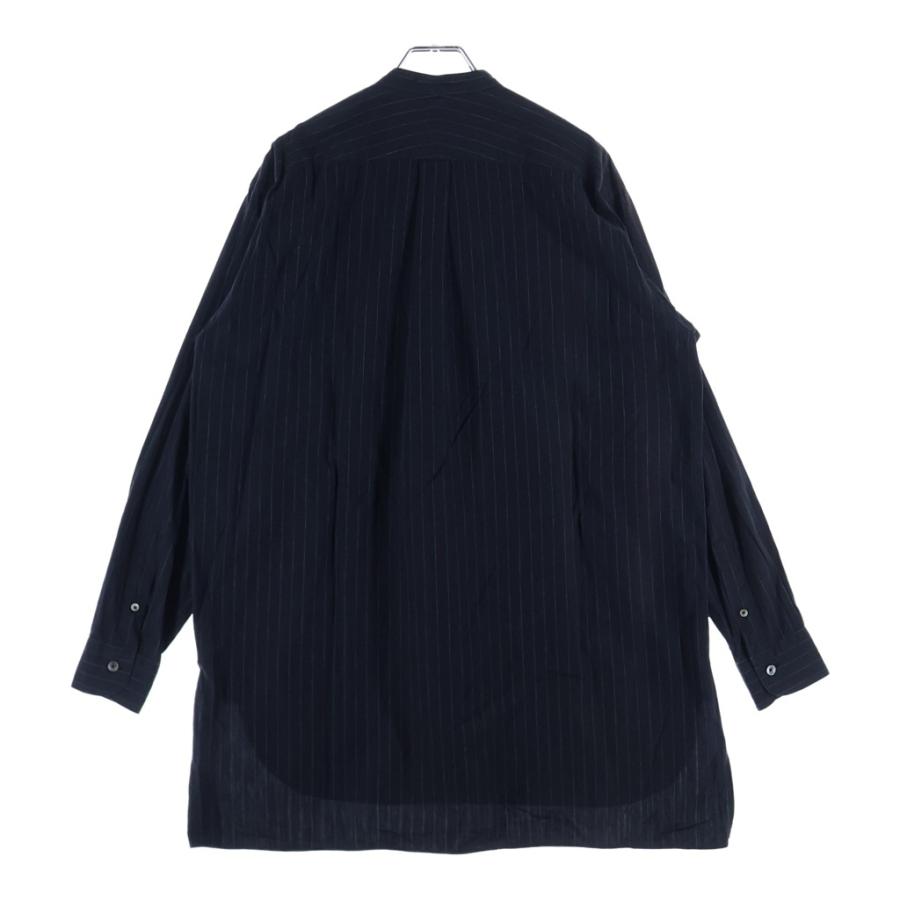 COMOLI（コモリ） 19AW バンドカラー ストライプ 長袖シャツ ブラック 