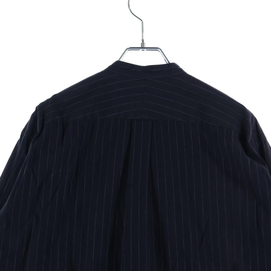 COMOLI（コモリ） 19AW バンドカラー ストライプ 長袖シャツ ブラック
