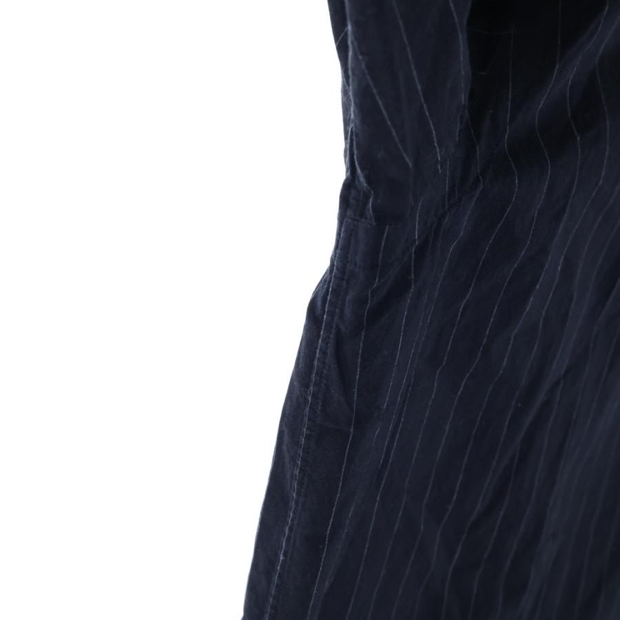COMOLI（コモリ） 19AW バンドカラー ストライプ 長袖シャツ ブラック