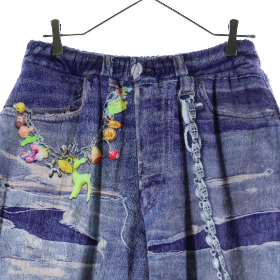 TALKING ABOUT THE ABSTRACTION トーキング アバウト ザ アブストラクション 25AW フリース デニム プリント ワイド ポリエステルパンツ ブラック 2526AW-PT-005 TALKING ABOUT THE ABSTRACTION（トーキングアバウトジ