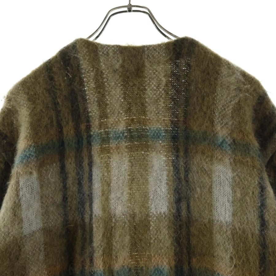 CELINE セリーヌ 20AW BRUSHED MOHAIR CHECK CARDIGAN ブラッシュドモヘア チェックカーディガン グリーン 2A32J204Lの画像