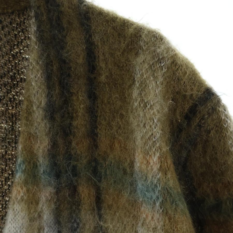 CELINE セリーヌ 20AW BRUSHED MOHAIR CHECK CARDIGAN ブラッシュドモヘア チェックカーディガン グリーン 2A32J204Lの画像