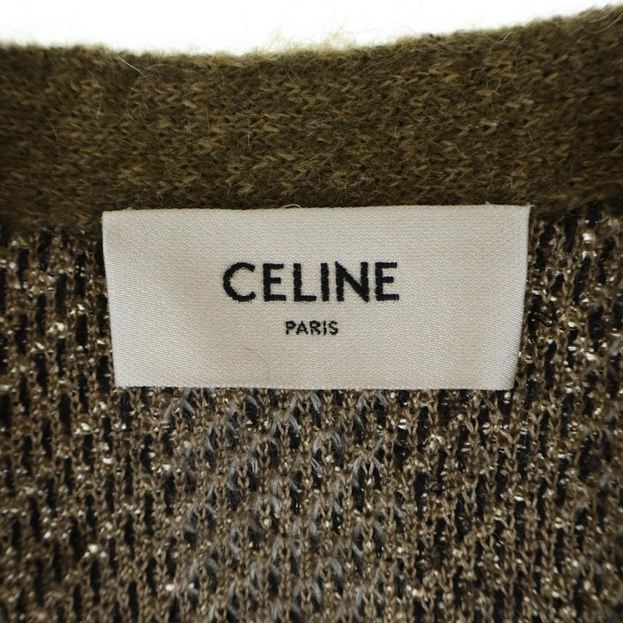 CELINE セリーヌ 20AW BRUSHED MOHAIR CHECK CARDIGAN ブラッシュドモヘア チェックカーディガン グリーン 2A32J204Lの画像