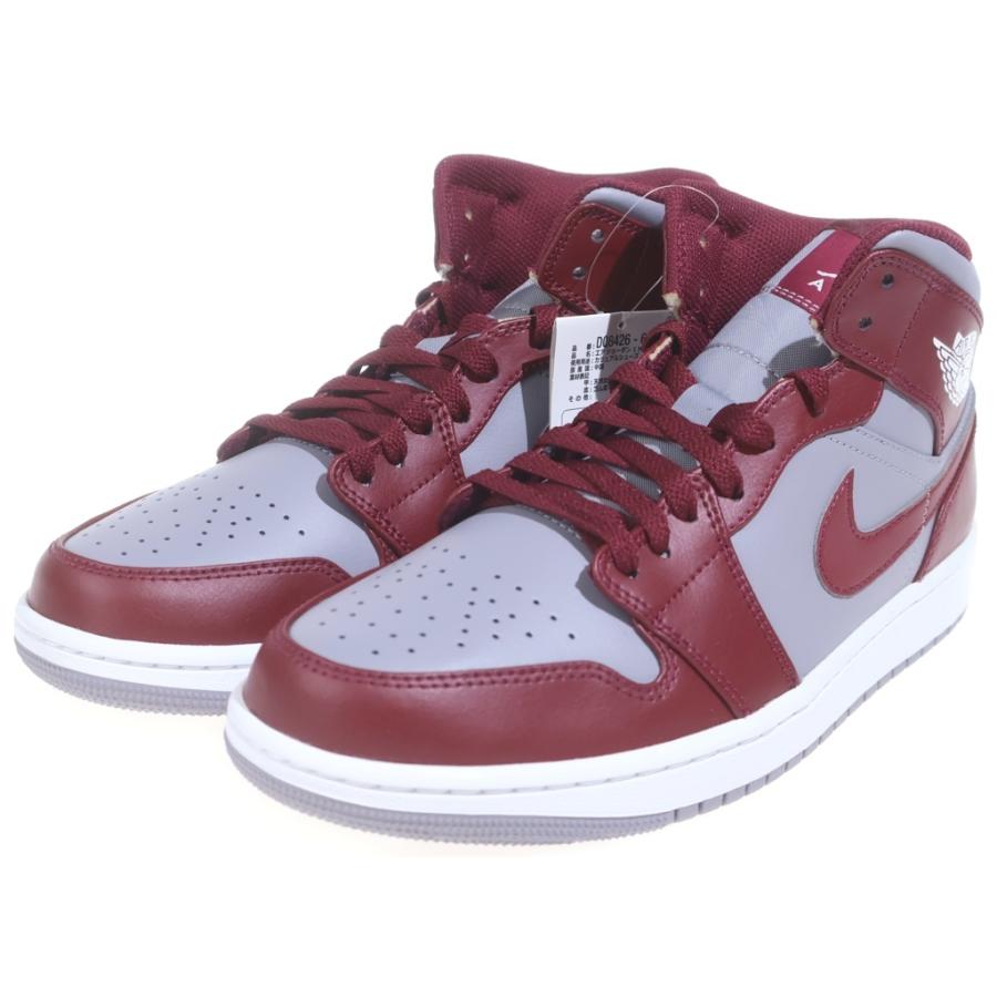 NIKE ナイキ AIR JORDAN 1 MID TEAM RED エアジョーダン1 チームレッド ミッドカットスニーカー グレー US9.5/27.5cm DQ8426-615 NIKE（ナイキ） AIR JORDAN 1 MID TEAM RED エアジョーダン1 チーム