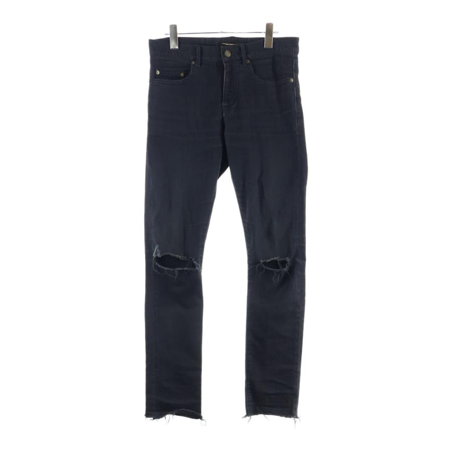 SAINT LAURENT PARIS(サンローランパリ) ジーンズ サイズD 02 メンズ美品  - 362284 黒 フルレングス/ダメージ加工/14AW/エディ期/クラッシュ加工/スキニーデニムパンツ SAINT LAURENT PARIS サンローランパリ 14AW エディ期 クラッシュ加工