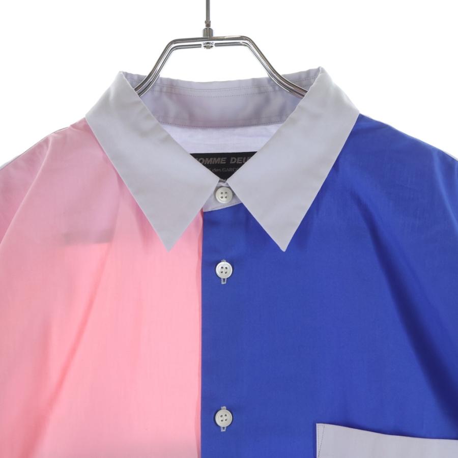 COMME des GARCONS HOMME DEUX コムデギャルソン オムドゥ 22AW AD2022 切り替えデザイン 長袖コットンシャツ ブルー/ピンク DJ-B030 COMME des GARCONS HOMME DEUX コムデギャルソン オムドゥ 22AW AD2022