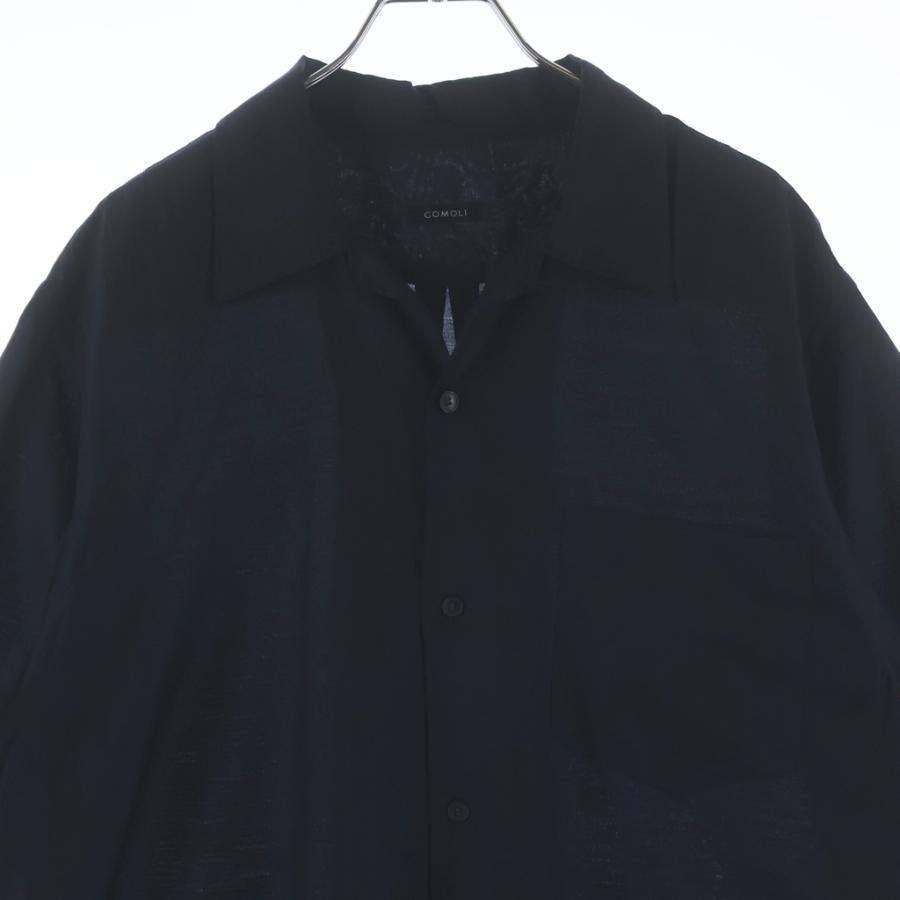 COMOLI（コモリ） 23SS シルク混 ウール 半袖 オープンカラーシャツ